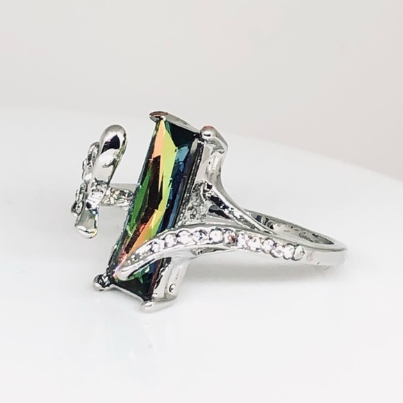 Silver Plated Mystic Topaz Ring And Necklace Set - Picture 10 of 12